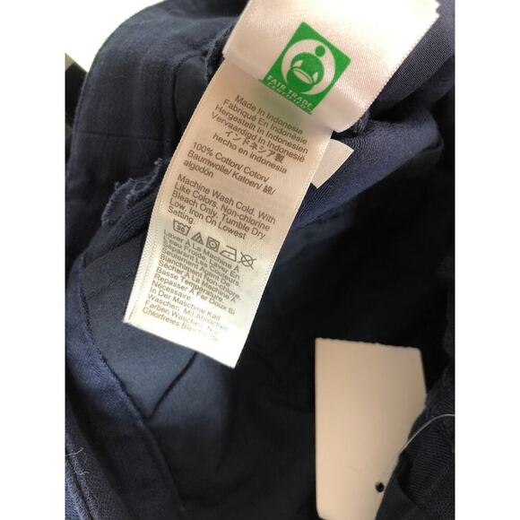 J. Crew Factory Camp Pants Straight Leg Ankle 100% Cotton Navy Blue NWT 16 - Picture 6 of 9